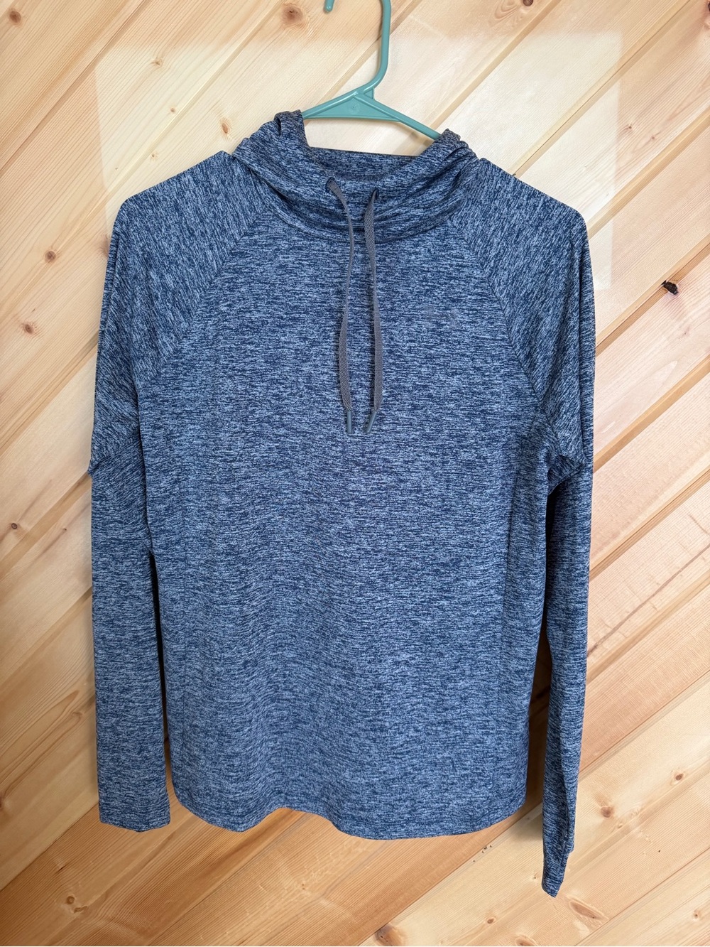 Under Armour Gray Blue Heathered Funnel-Neck Pullover